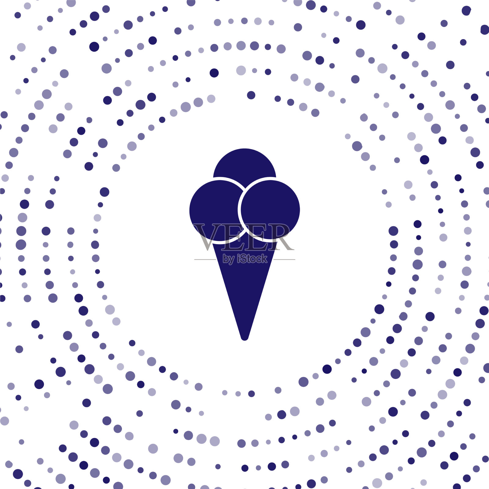 蓝色的冰淇淋在华夫蛋筒图标孤立插画图片素材