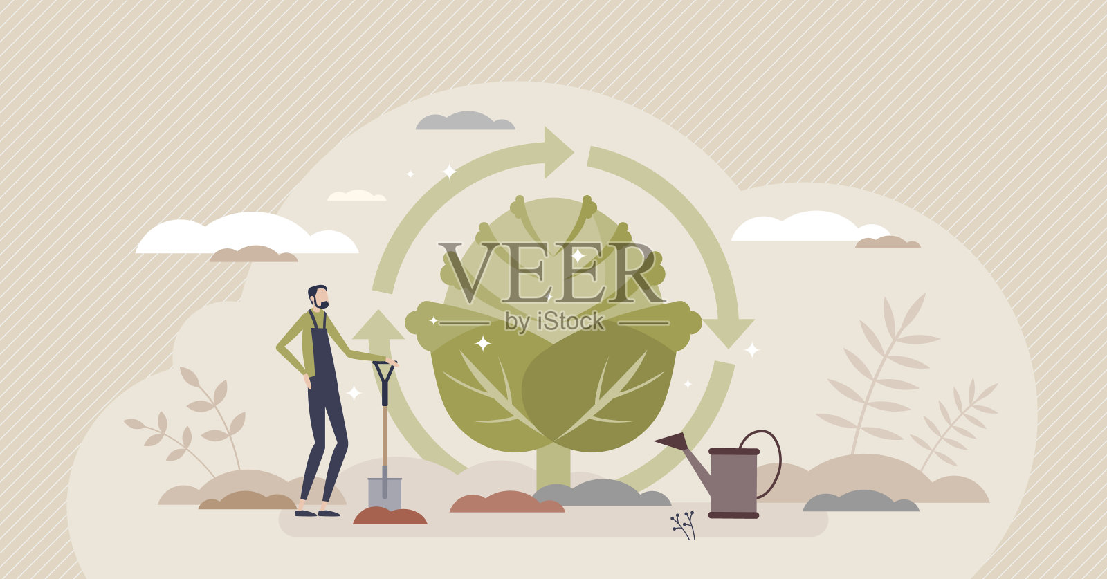 永续农业是一种可持续的、有机的微型种植概念插画图片素材