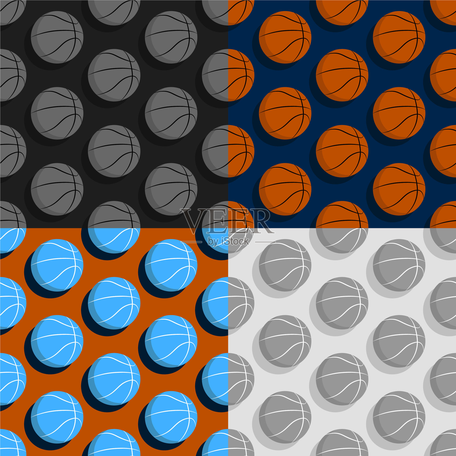 用篮球设置无缝模式插画图片素材