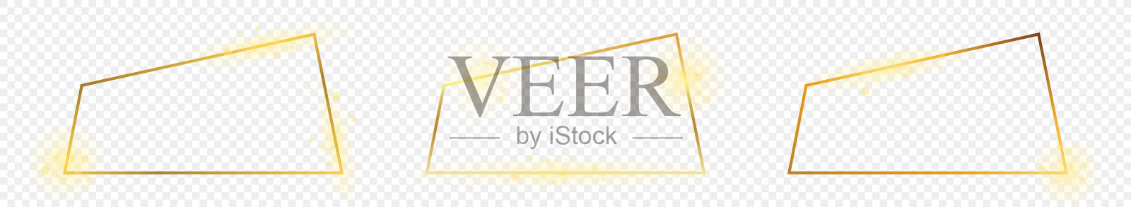 黄金发光梯形框架设计元素图片