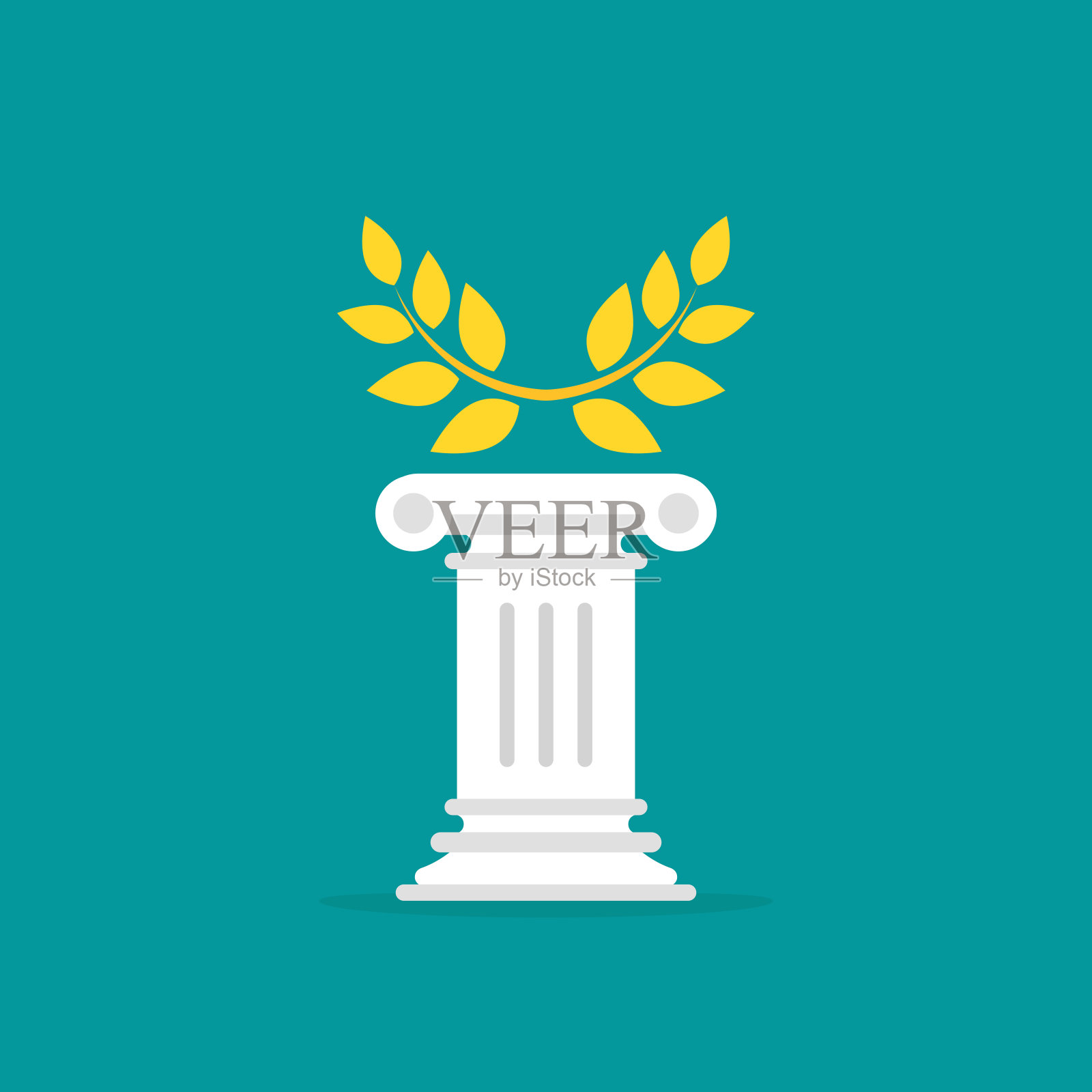 镶着金色月桂的胜利者底座。平台为最佳产品与希腊或罗马柱。插画图片素材