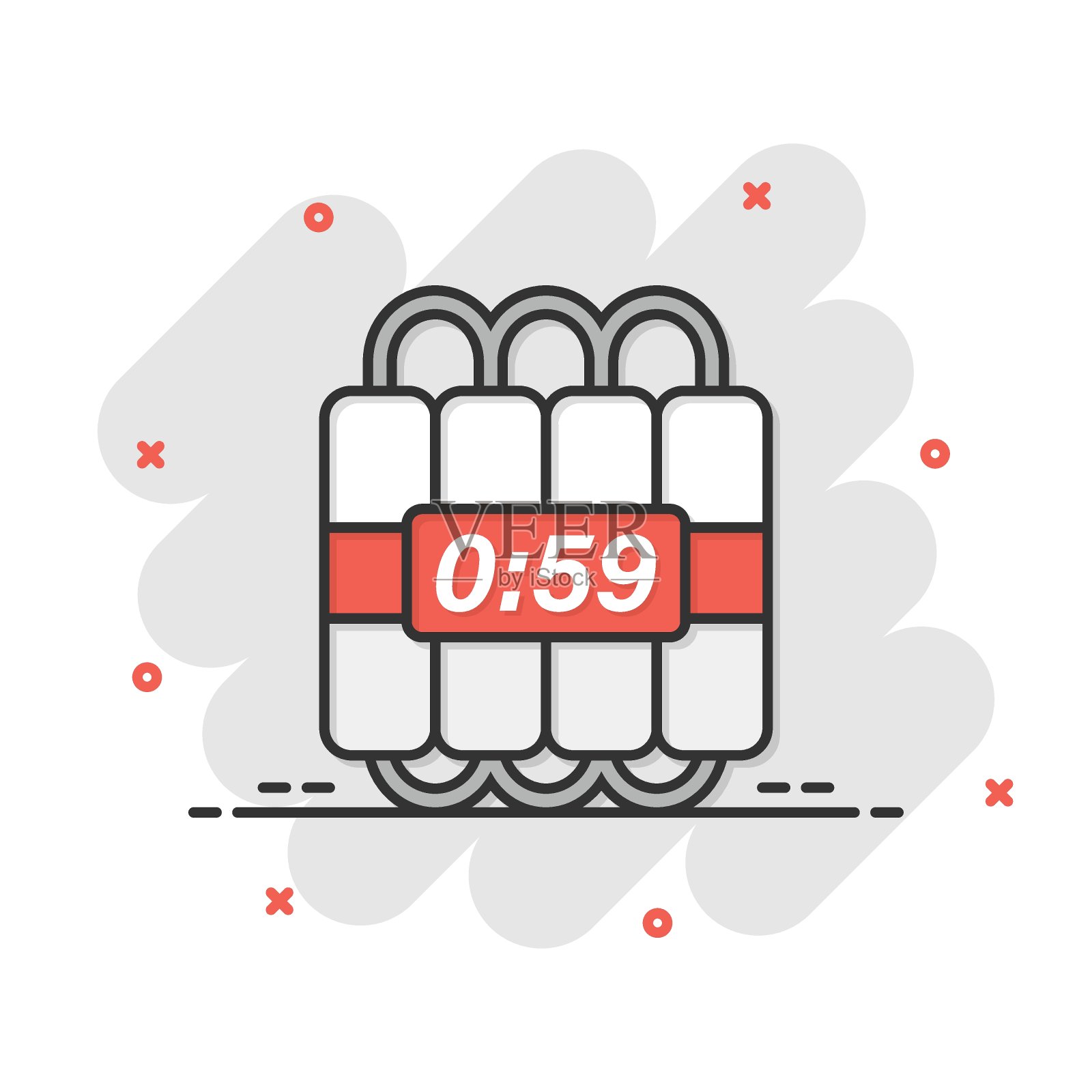 炸弹图标在平面风格。炸药矢量插图在白色孤立的背景。C4 tnt的经营理念。插画图片素材