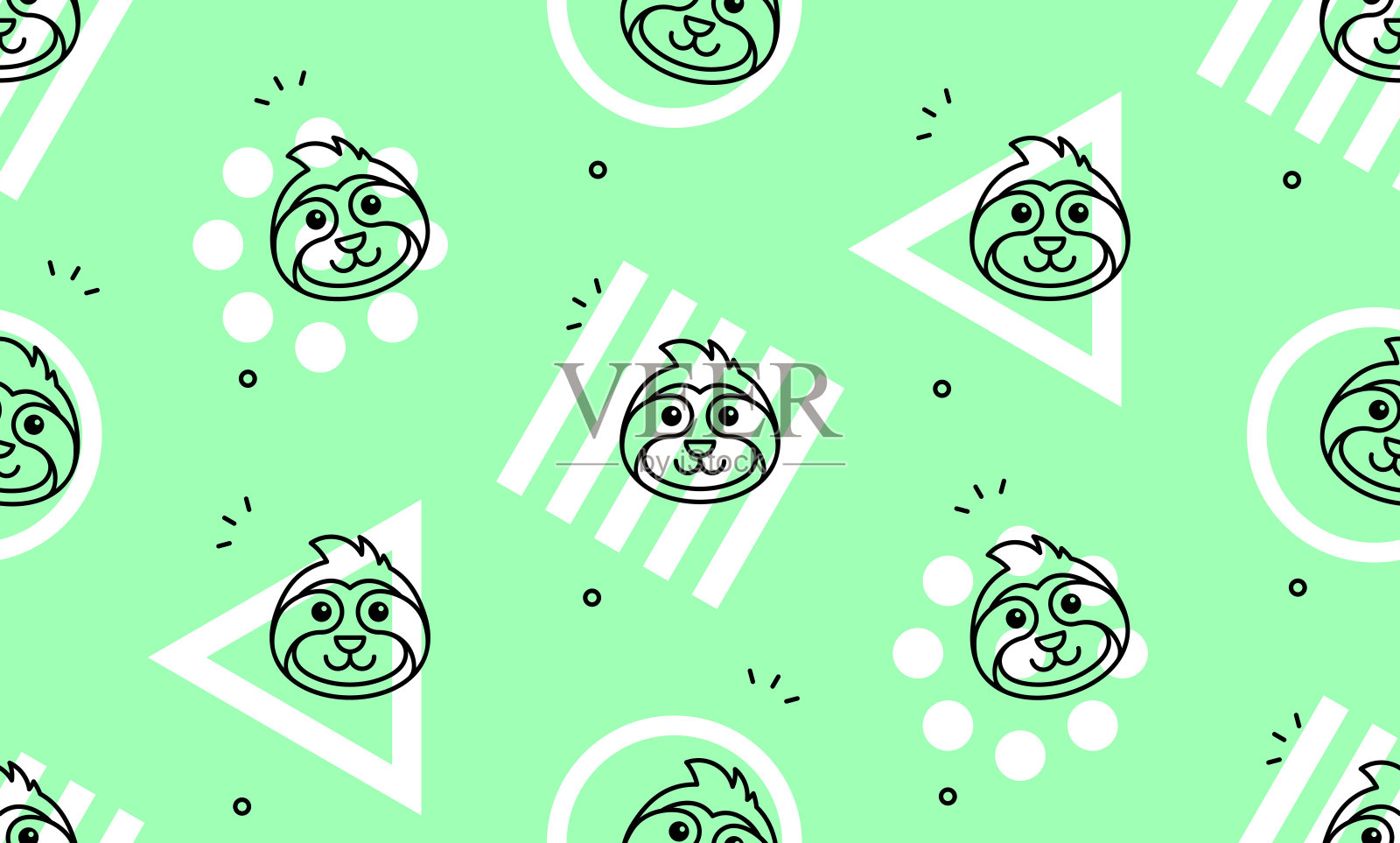 树懒的无缝模式插画图片素材