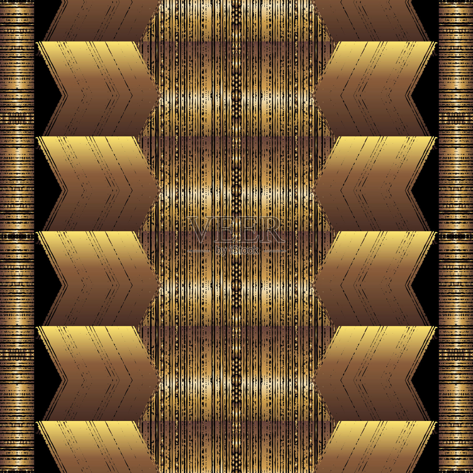 纹理黄金3d边界无缝模式。Grunge装饰向量背景。再丑的背景。抽象几何之字形装饰。表面采用现代设计之字形线条、形状、条纹插画图片素材