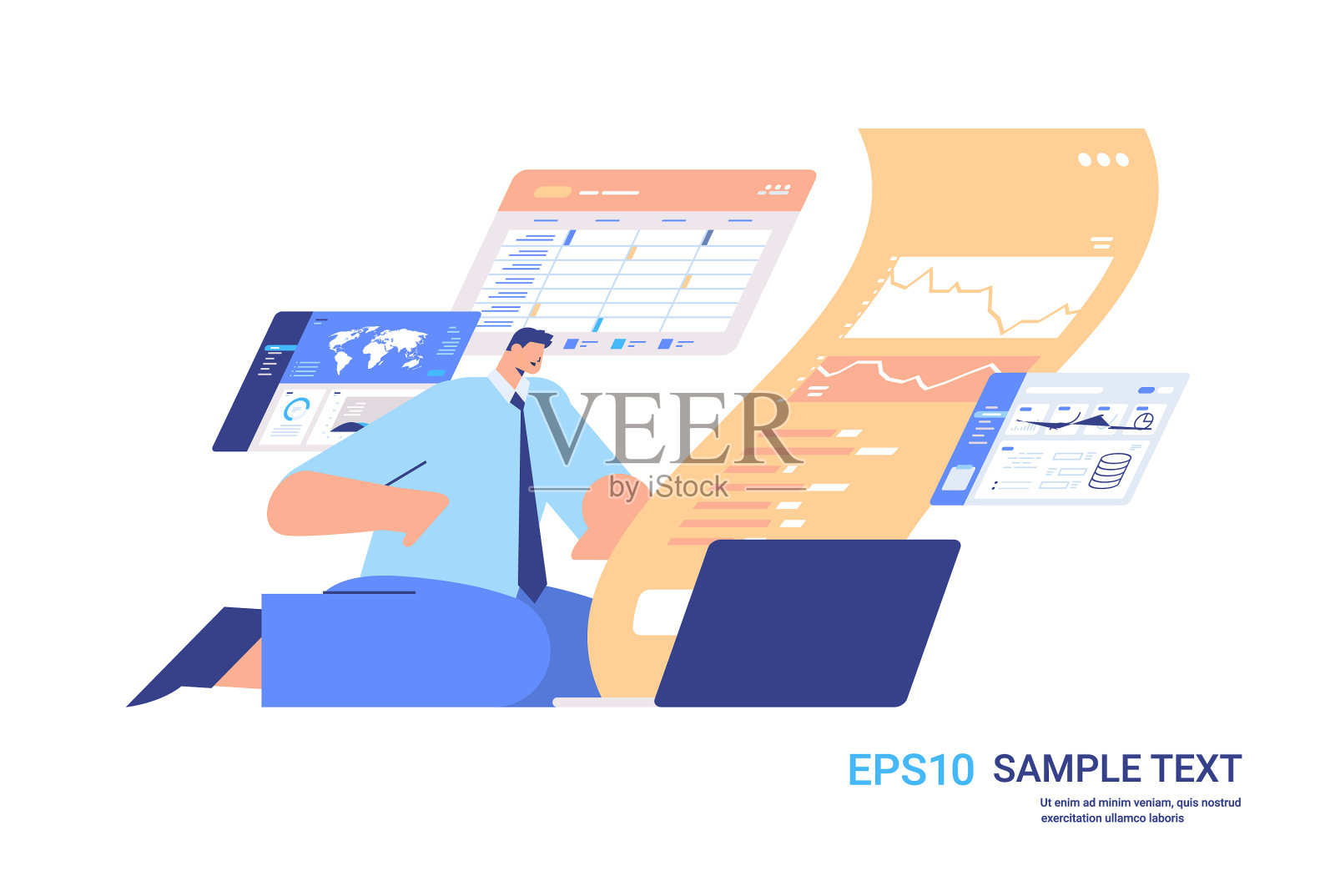 监控金融数据的商人商人插画图片素材