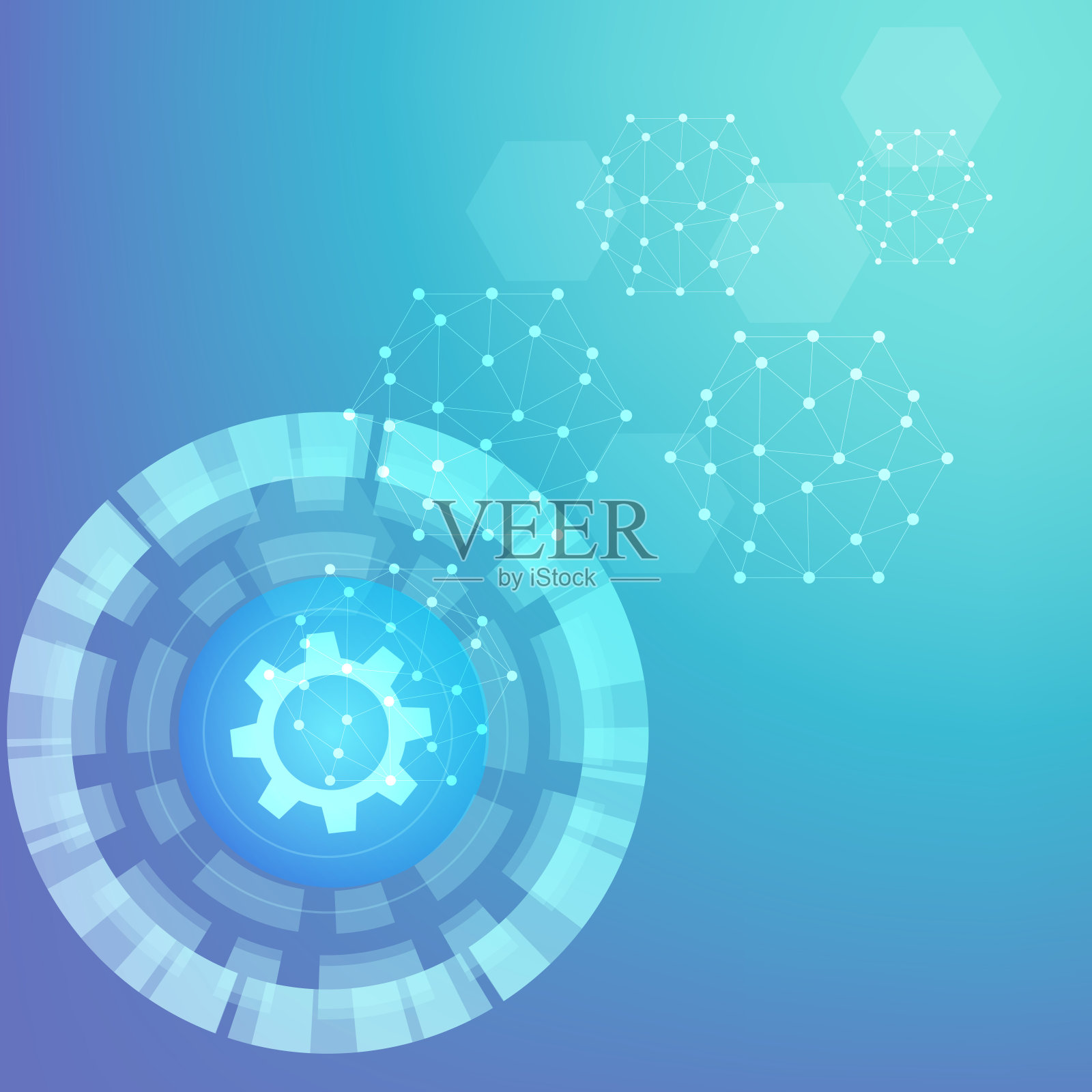 现代未来主义背景的科学六角形图案。虚拟抽象背景粒子，分子结构的医学，技术，化学，科学。社交网络的向量。插画图片素材