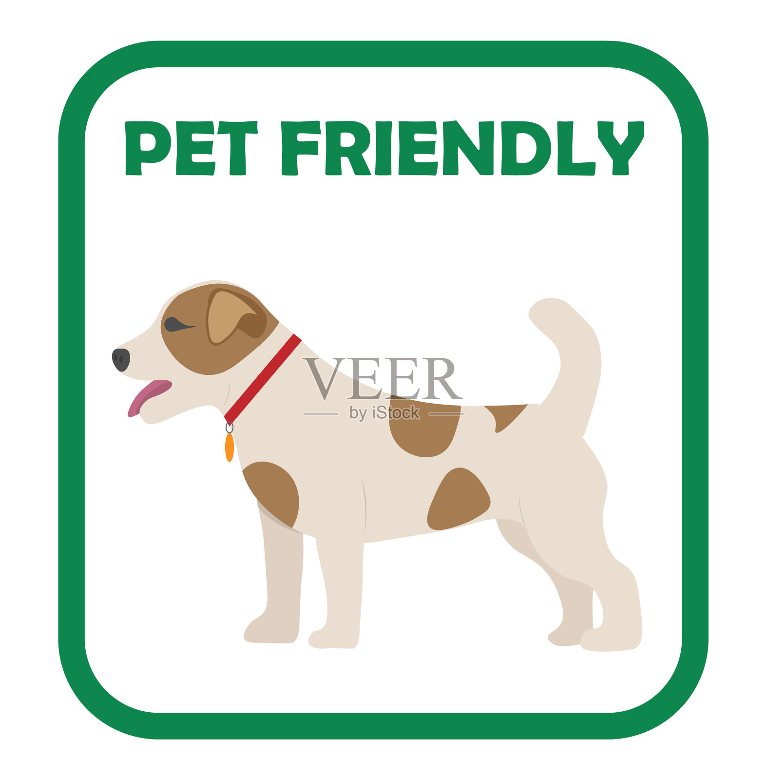 横幅与绿色轮廓狗的肖像，宠物友好的概念，平面矢量插图插画图片素材