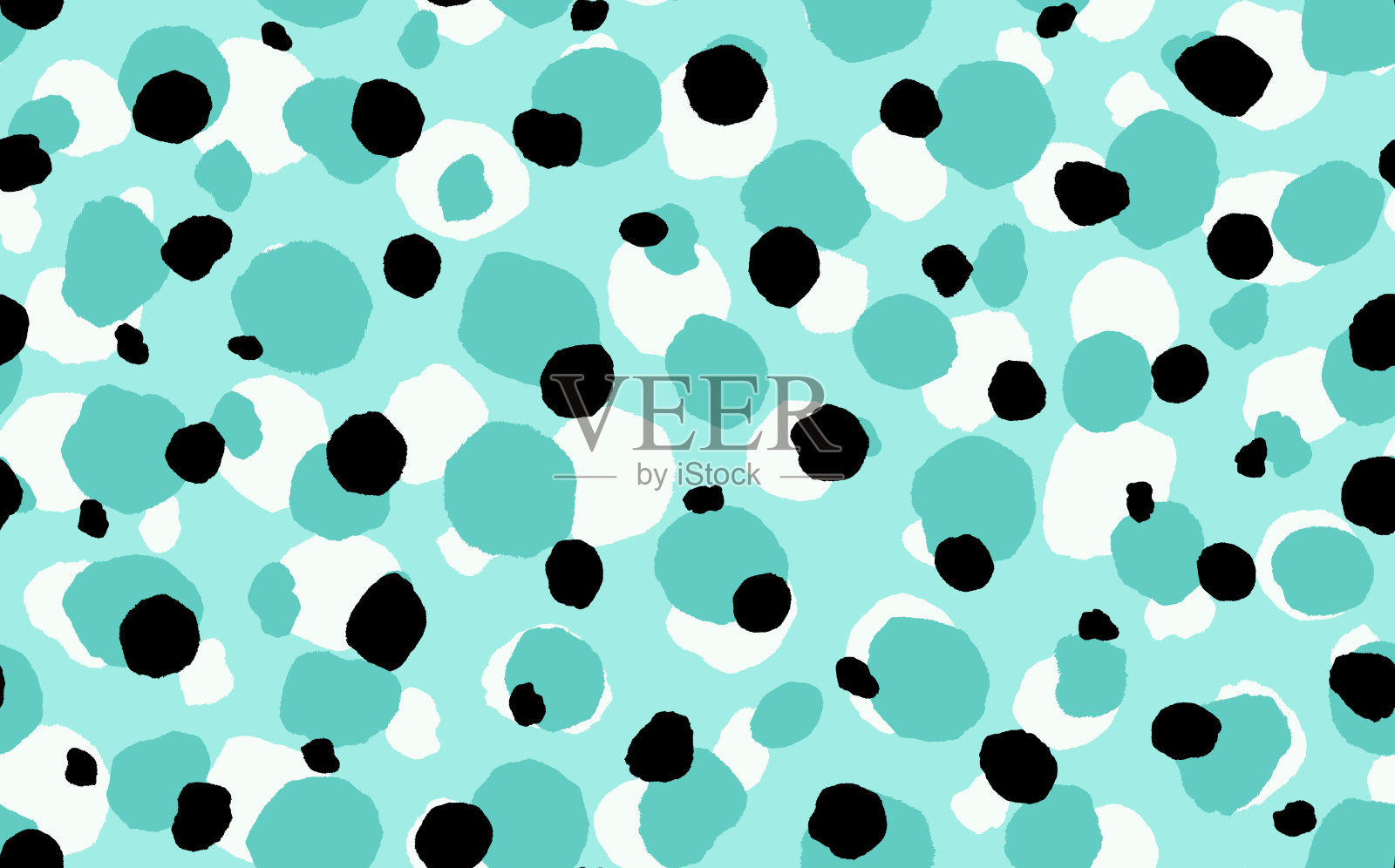 现代抽象豹纹无缝图案。动物的背景。蓝色和黑色装饰矢量股票插图印刷，卡片，明信片，织物，纺织品。现代装饰的风格化皮肤插画图片素材