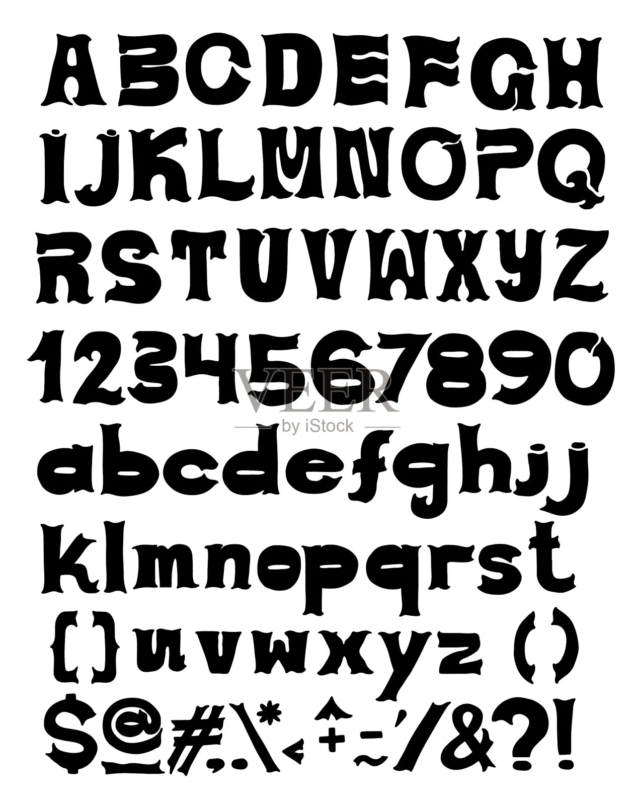 波浪字体与字母、数字和符号设计元素图片