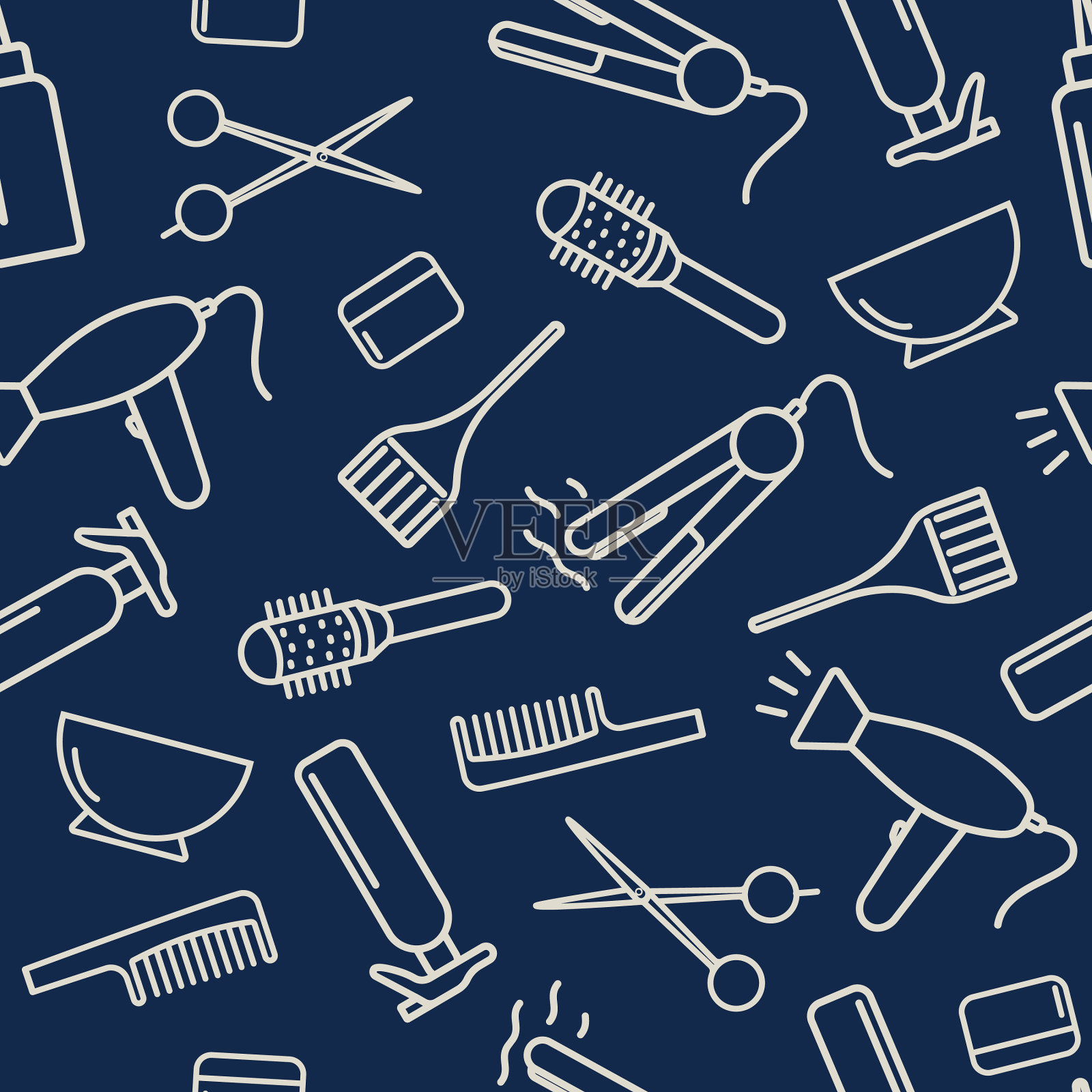 专业的理发工具理发店插画图片素材