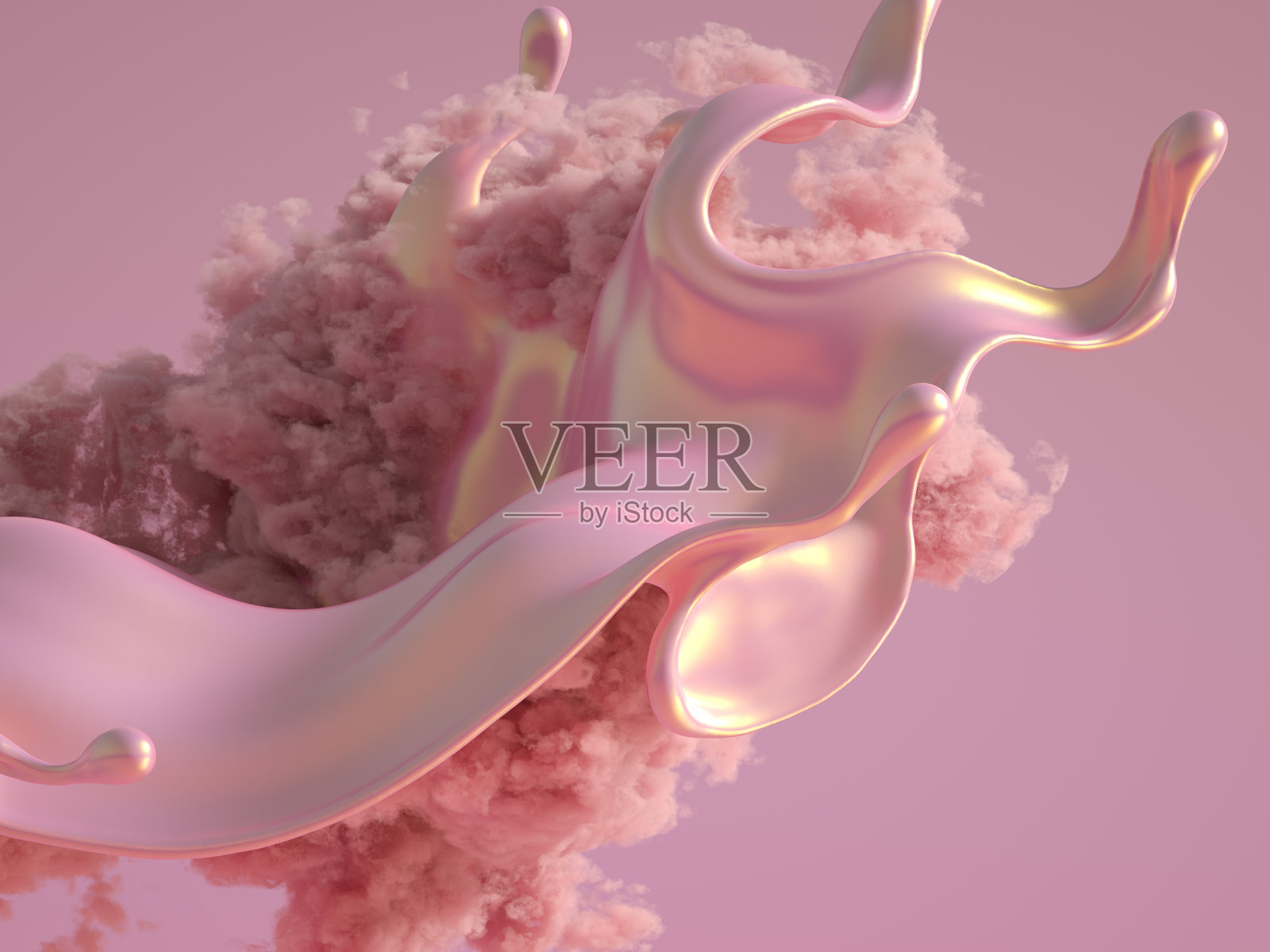 美丽的背景与珠子，粒子和模拟。3d渲染，3d渲染。插画图片素材