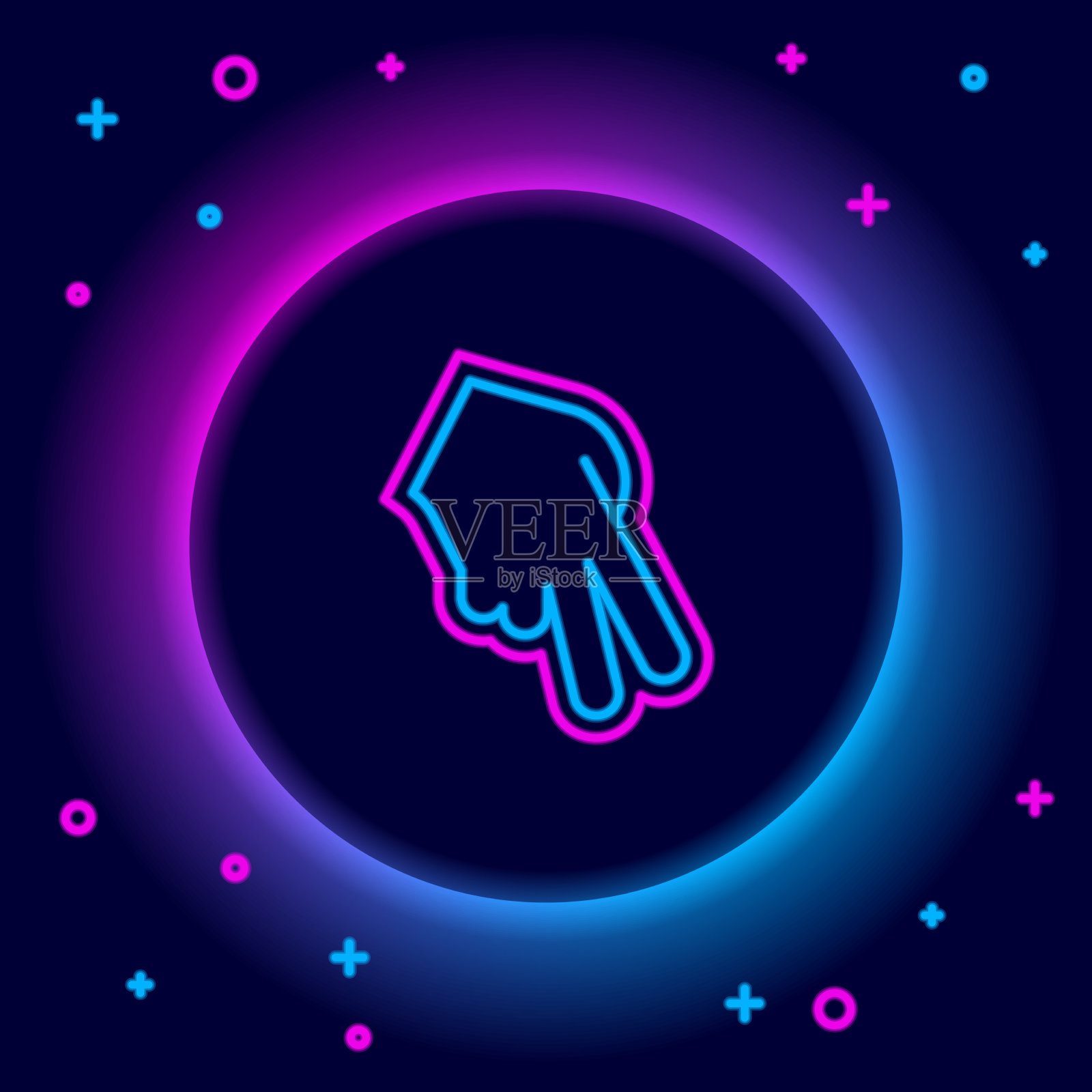 发光的霓虹线棒球手套图标隔离图标素材