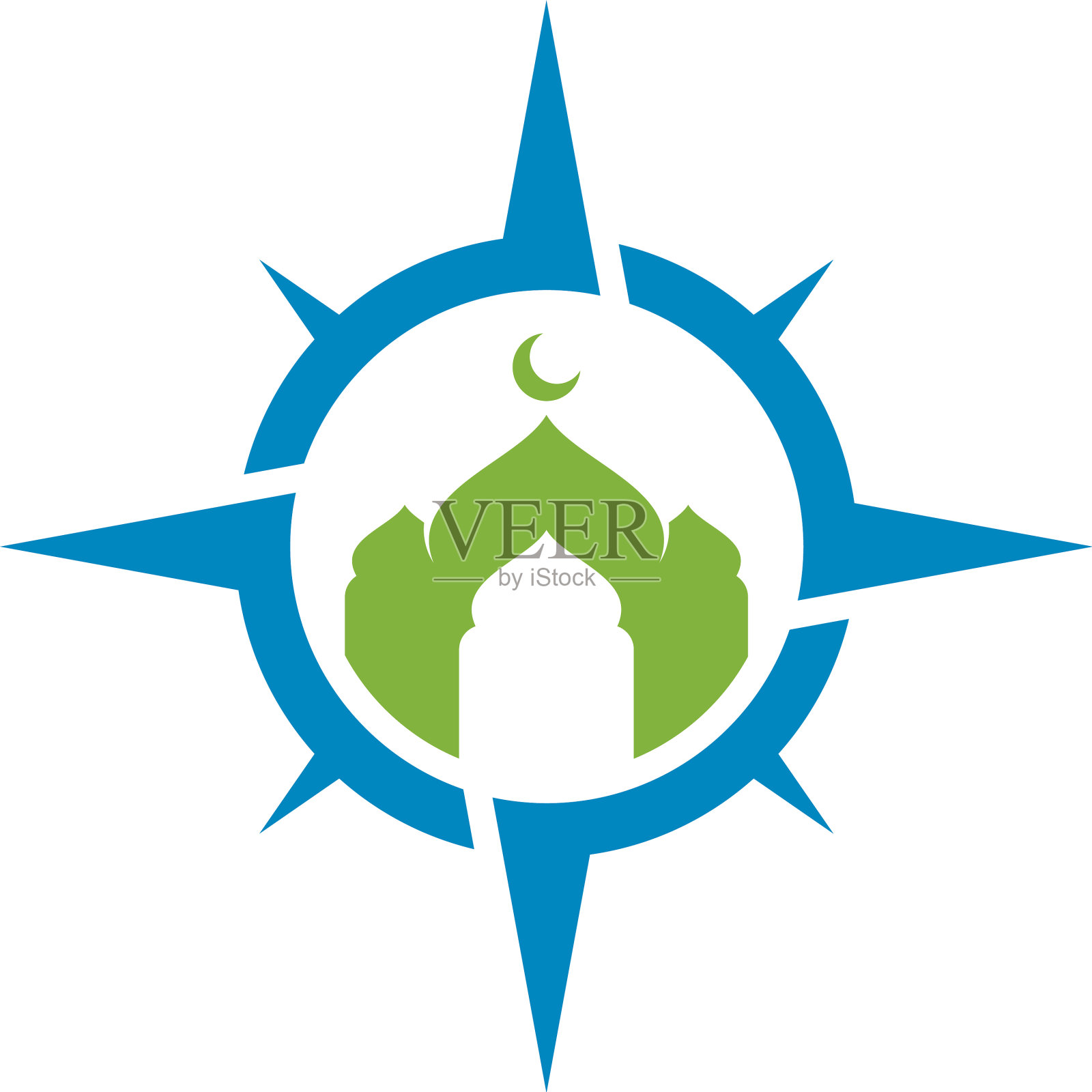 指南针清真寺标志设计创意伊斯兰标志设计元素图片