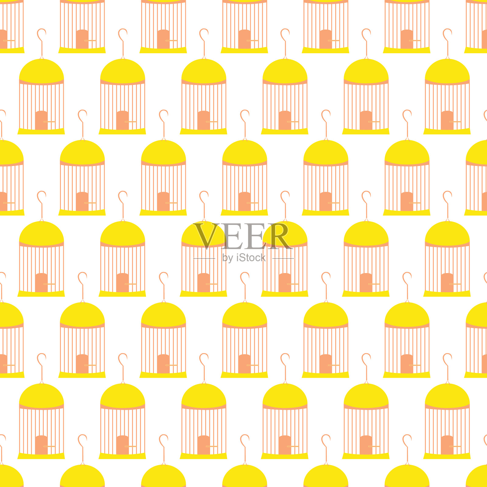 黄色的鸟笼插画图片素材