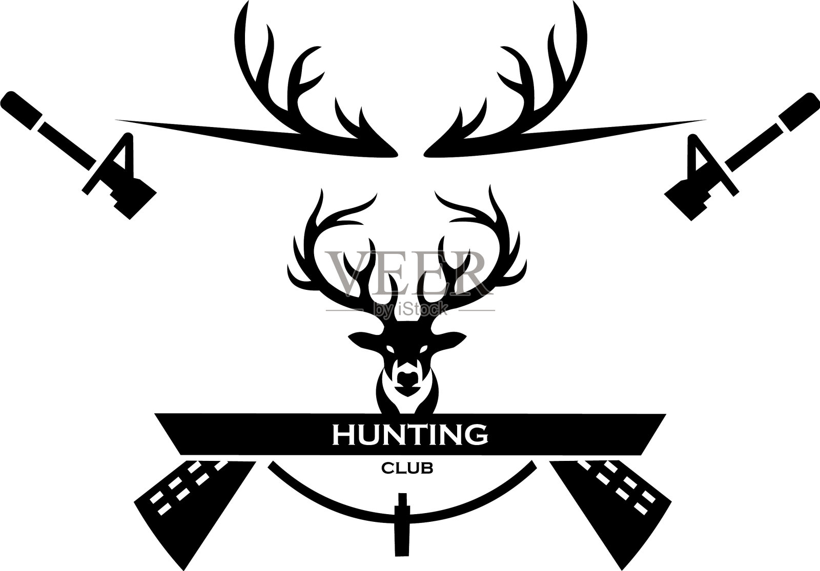 猎鹿人标志型猎人俱乐部猎鹿插画图片素材