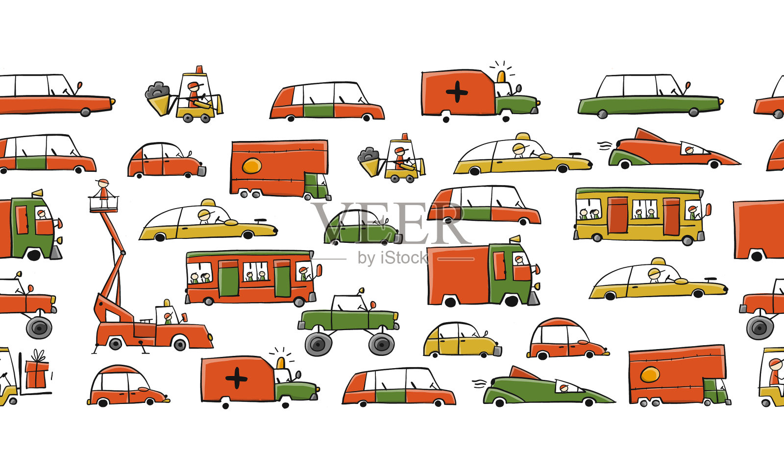 交通堵塞车辆在道路上无缝模式插画图片素材