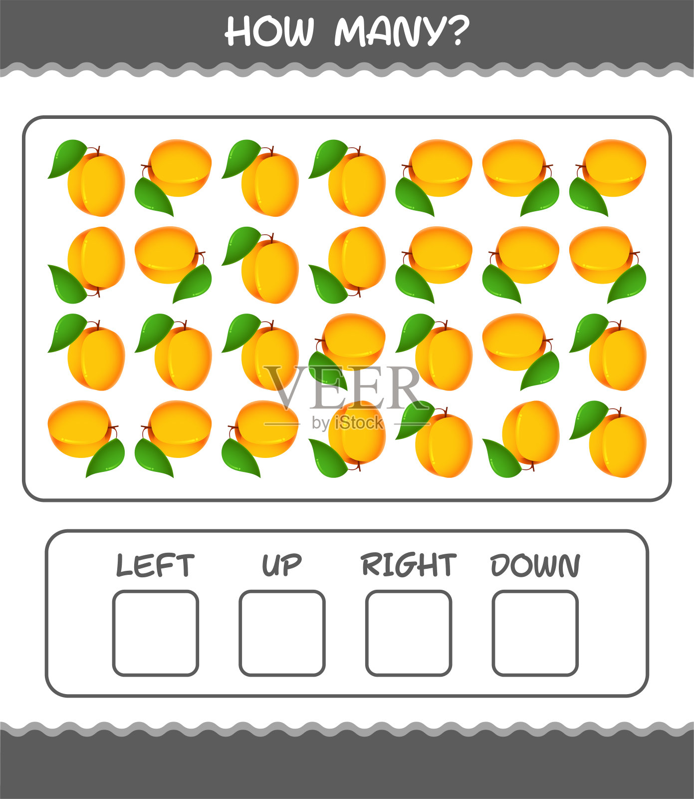 有多少卡通杏。计算游戏。学前儿童和学步儿童的教育游戏插画图片素材