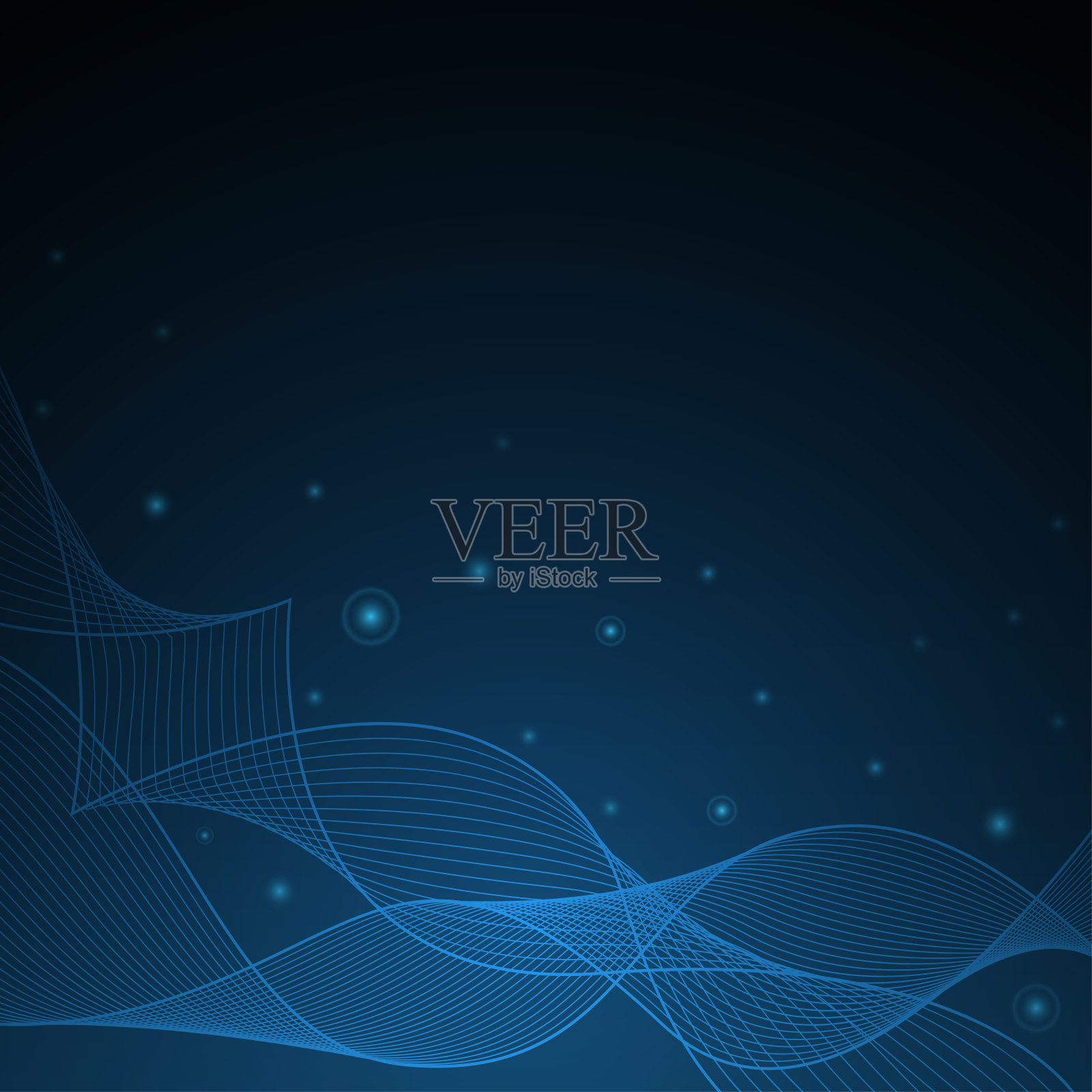矢量抽象网格线与概念通信技术在蓝色背景上。插画图片素材