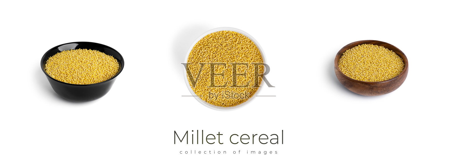 孤立在白色背景上的小米谷物照片摄影图片