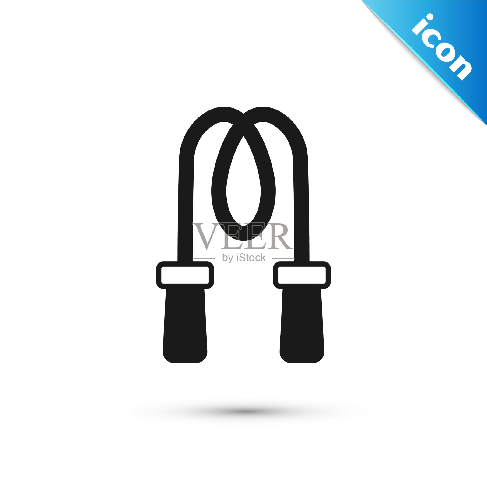 灰色跳绳图标孤立在白色背景插画图片素材