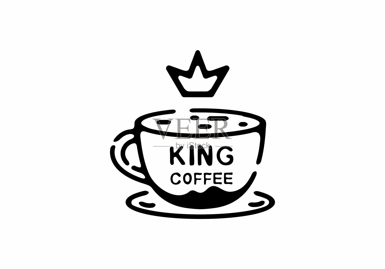 线条艺术咖啡与皇冠纹身插画图片素材