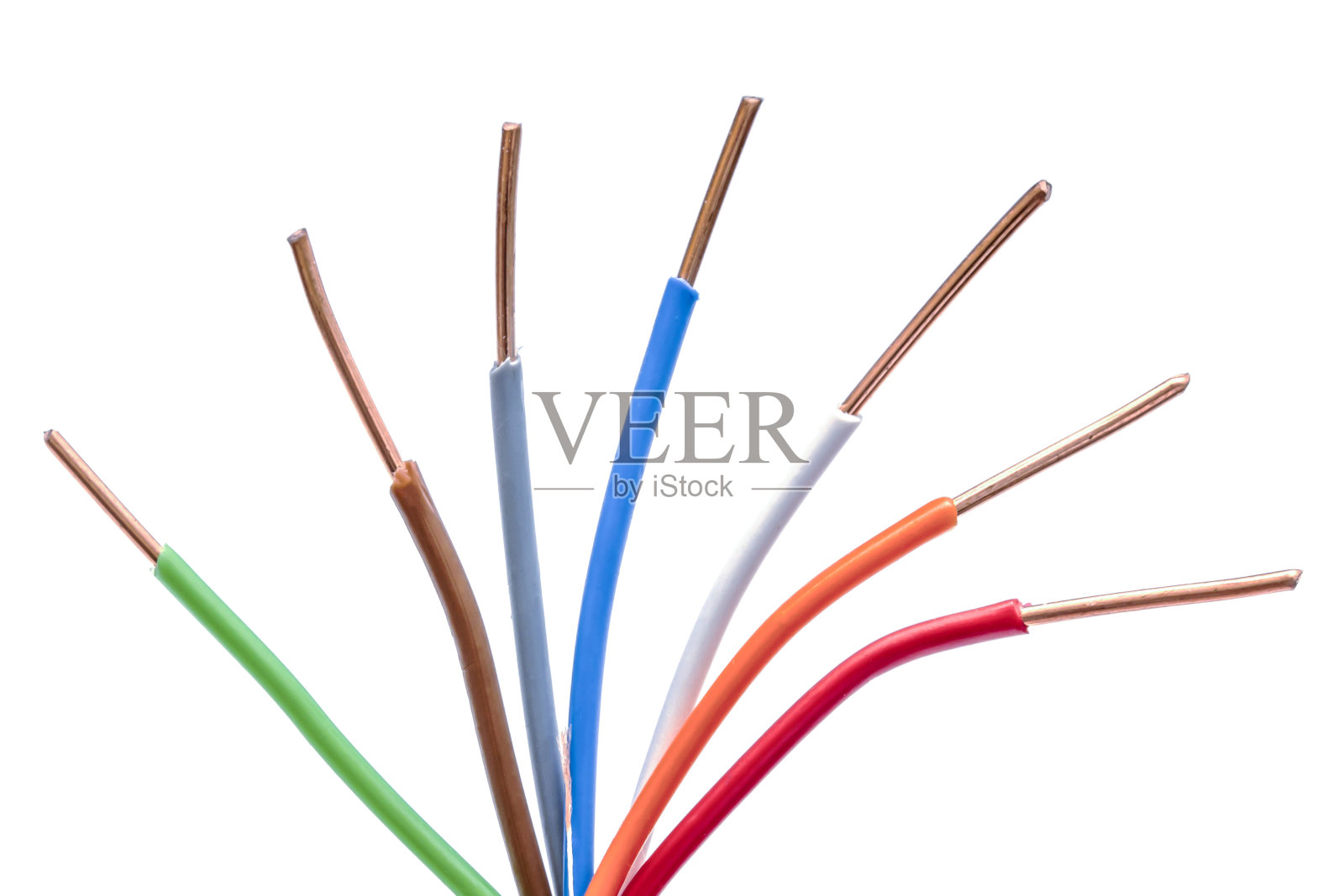 电线隔离在白色背景上照片摄影图片