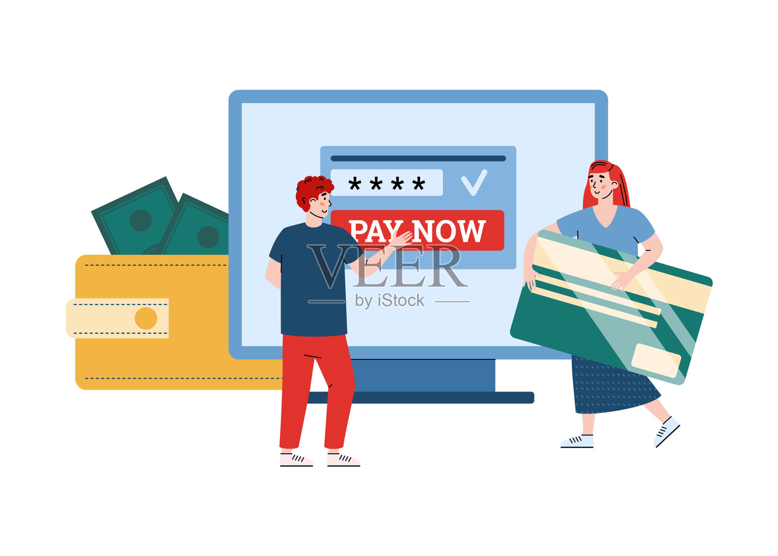 使用计算机应用程序进行在线支付管理设计元素图片