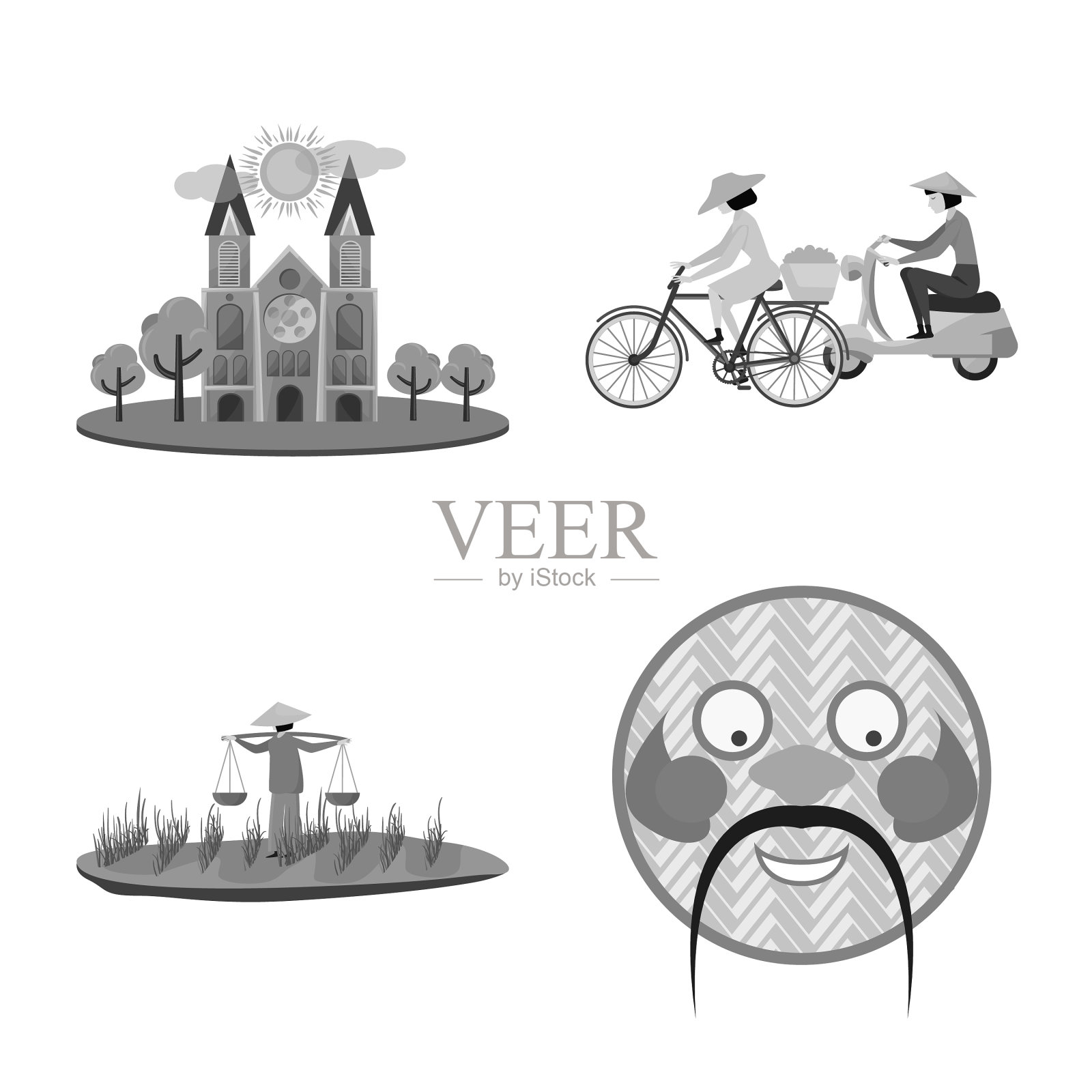 孤立对象越南和传统标志插画图片素材