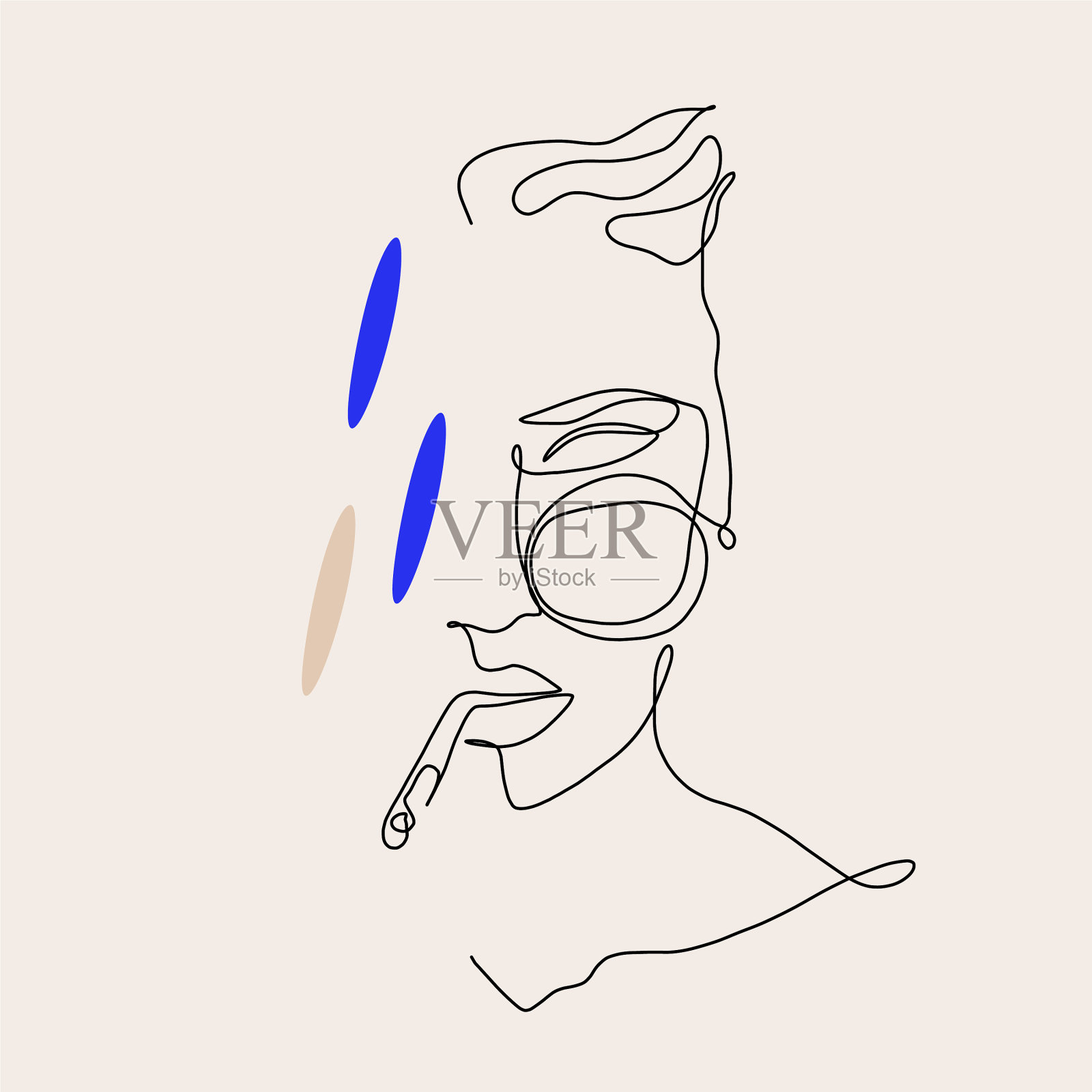 最小的脸部画线插画图片素材