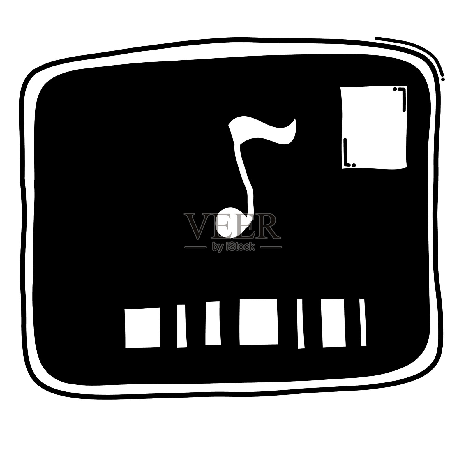 音频和字幕上的屏幕涂鸦图标绘制图标素材