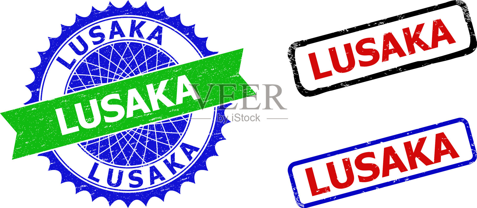 卢萨卡玫瑰形和长方形双色邮票插画图片素材