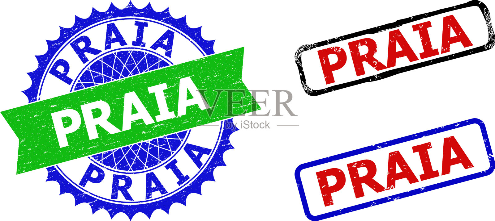 普拉亚玫瑰形和长方形双色印章插画图片素材