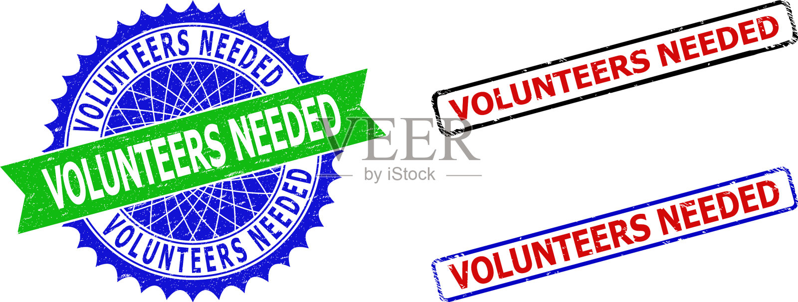 志愿者需要玫瑰形和长方形双色插画图片素材