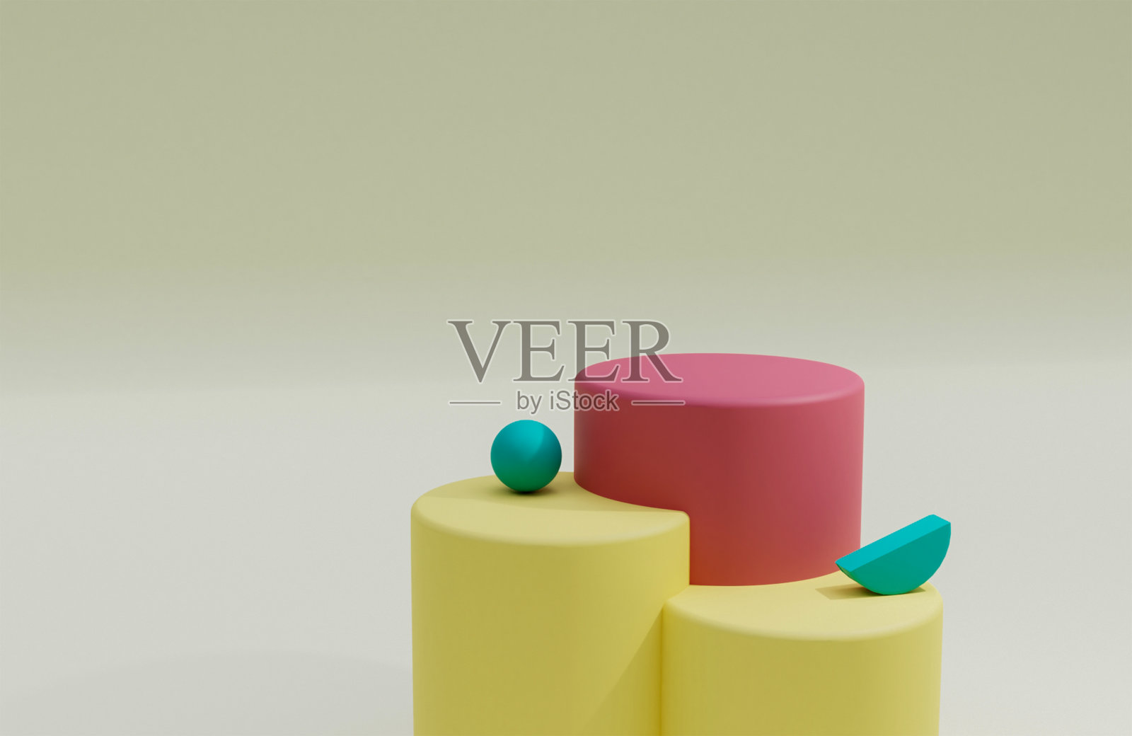 3D彩色几何讲台。3D渲染和插图。照片摄影图片