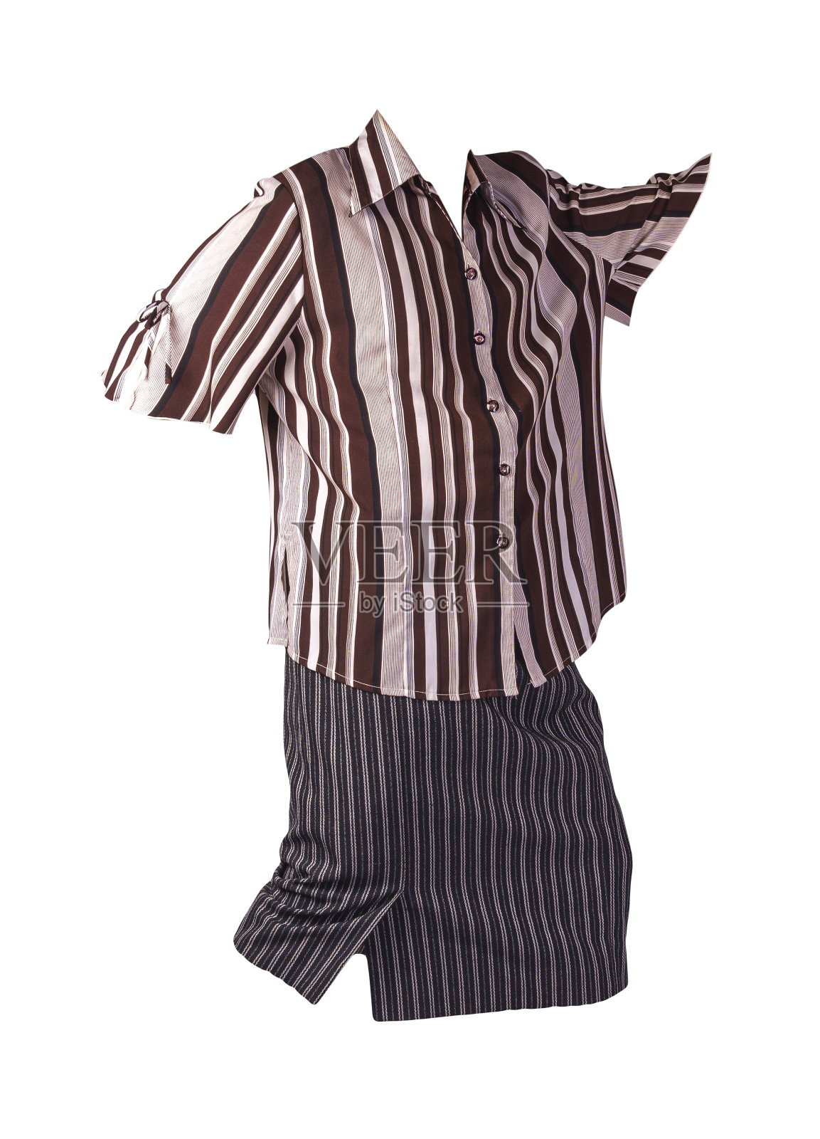 女士的裙子和衬衫孤立在白色背景上照片摄影图片