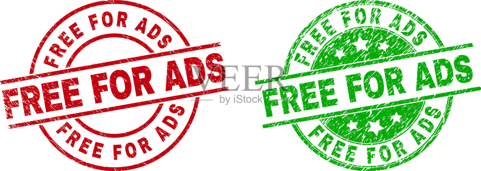 免费为广告圆徽章与刮花风格插画图片素材