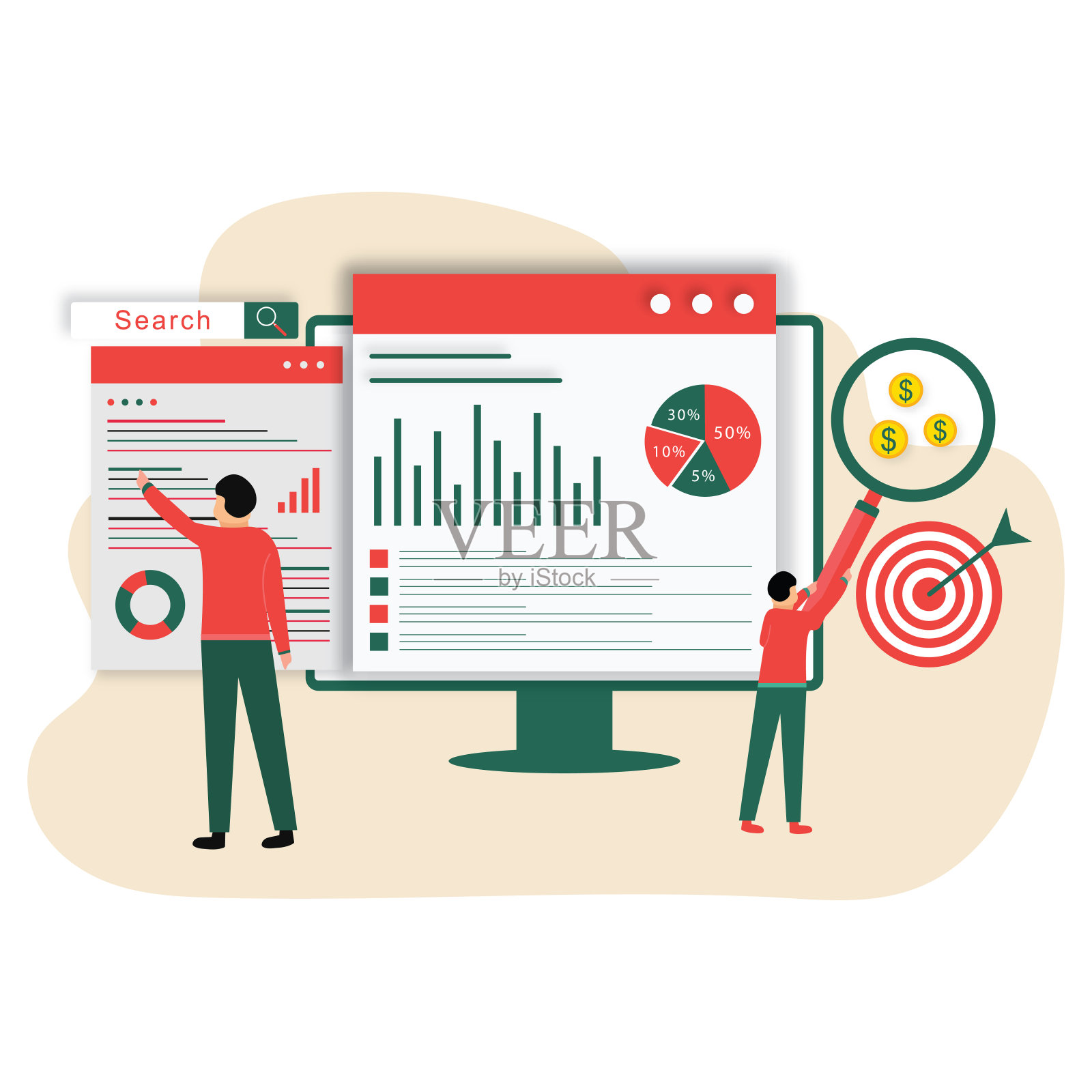 市场优化与漏斗概念插画图片素材