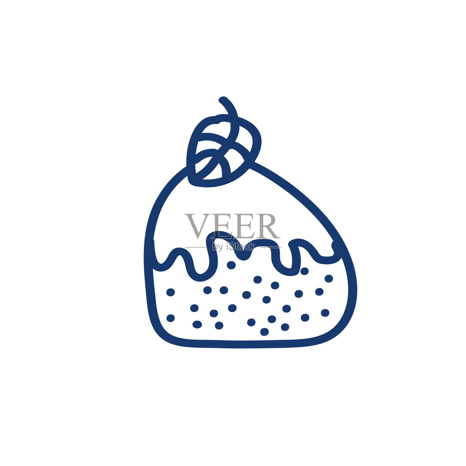 矢量插图涂鸦风格。手绘蛋糕，蓝线插画图片素材