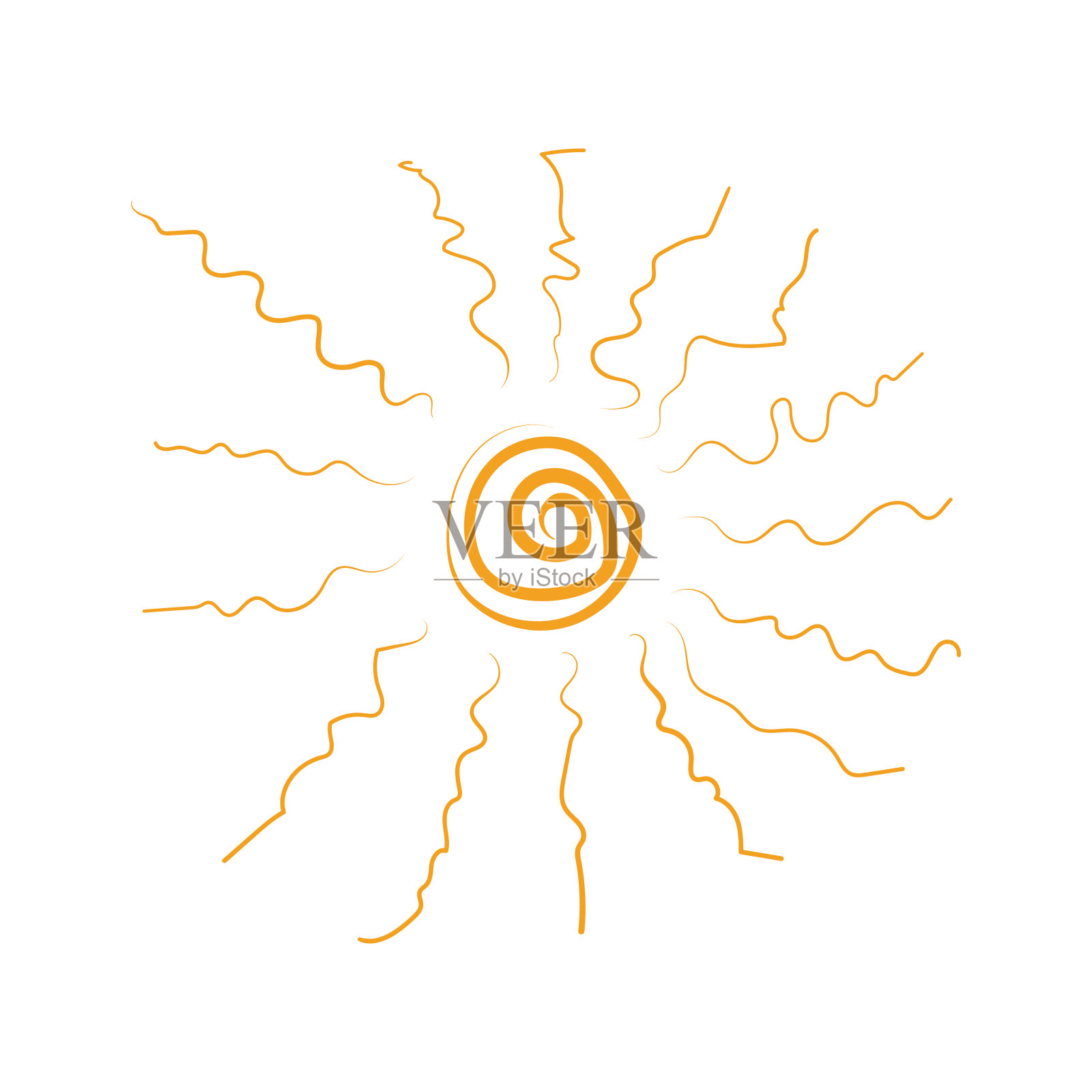 太阳。夏季，假期和假期的象征之一。孤立在白色背景。插画图片素材