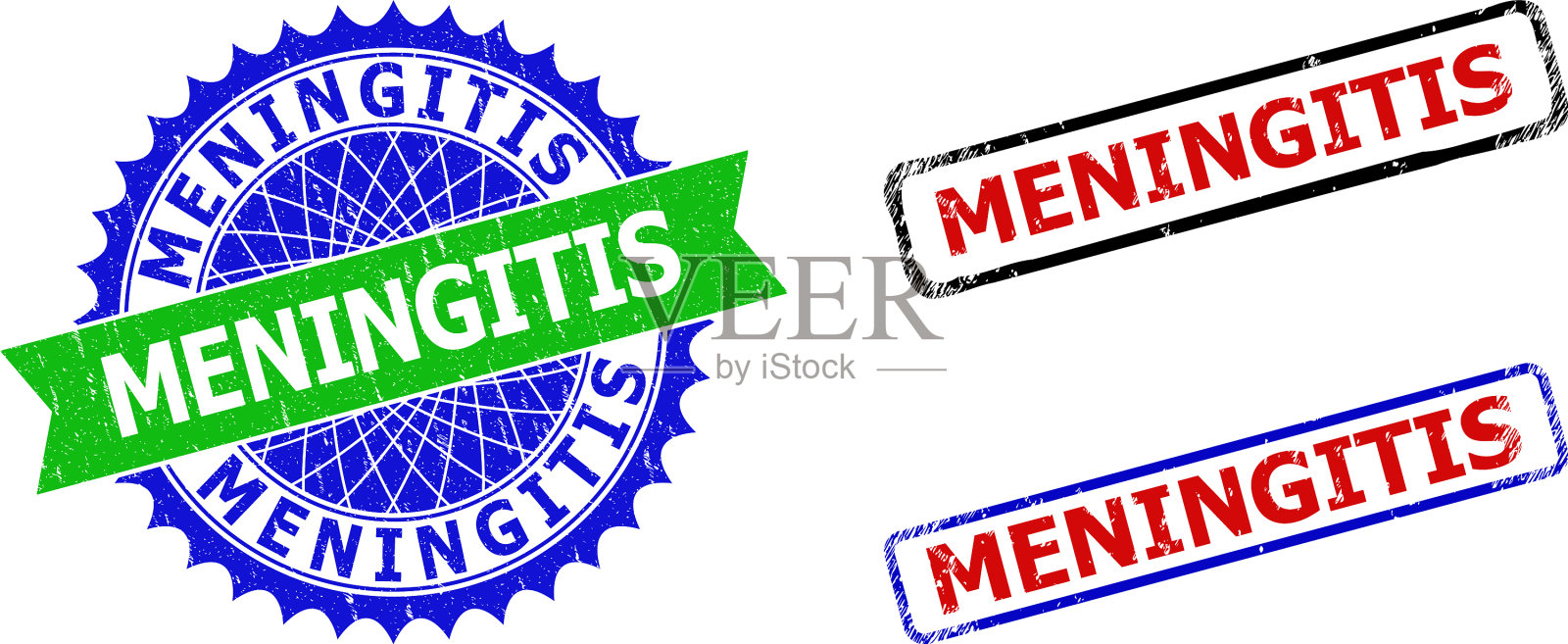 脑膜炎玫瑰形和长方形双色插画图片素材