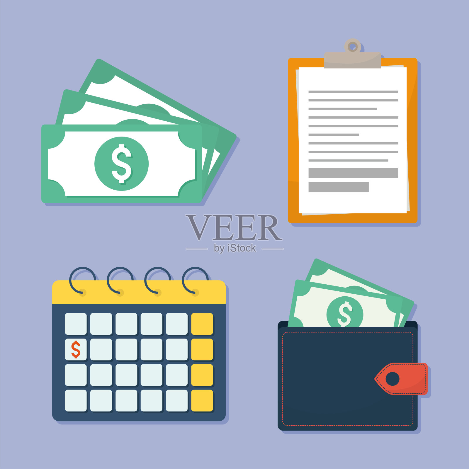 个人理财四大图标插画图片素材