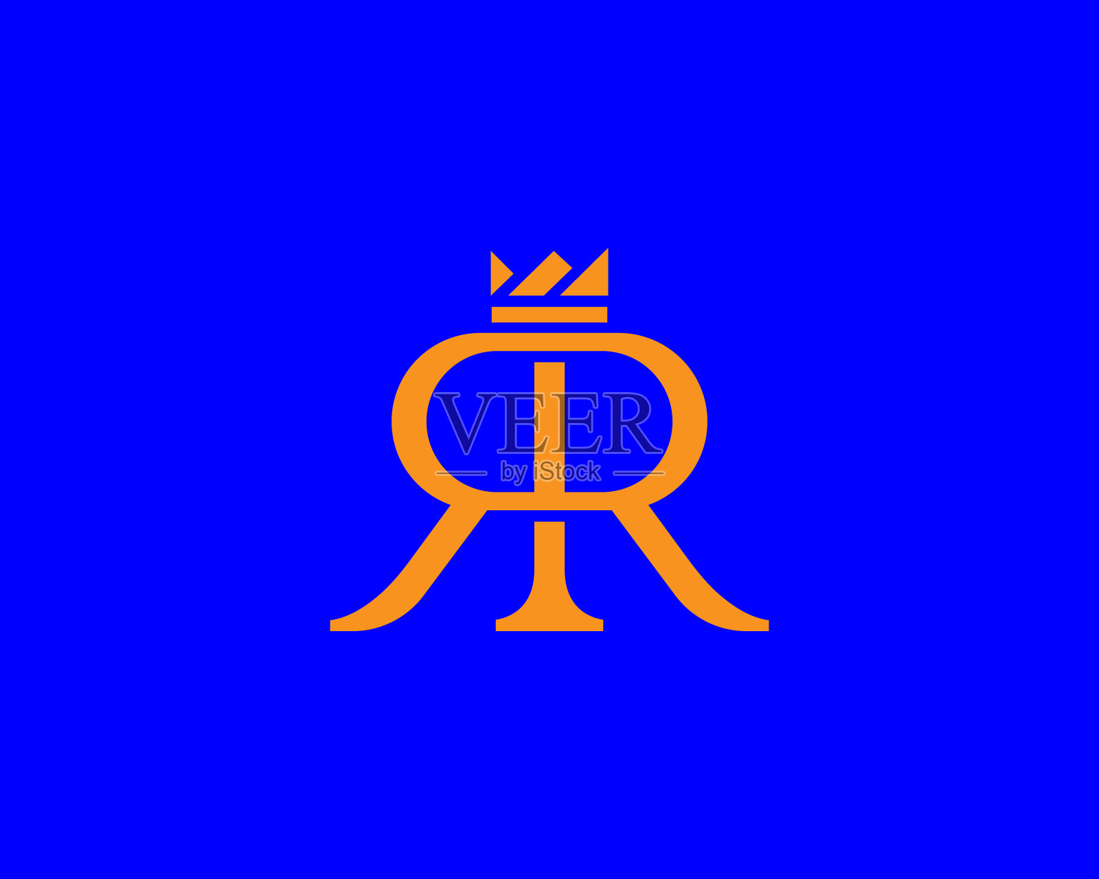 双R与皇冠矢量标志设计。优雅简约的字母，首字母，首字母，婚礼象征符号标志。设计元素图片