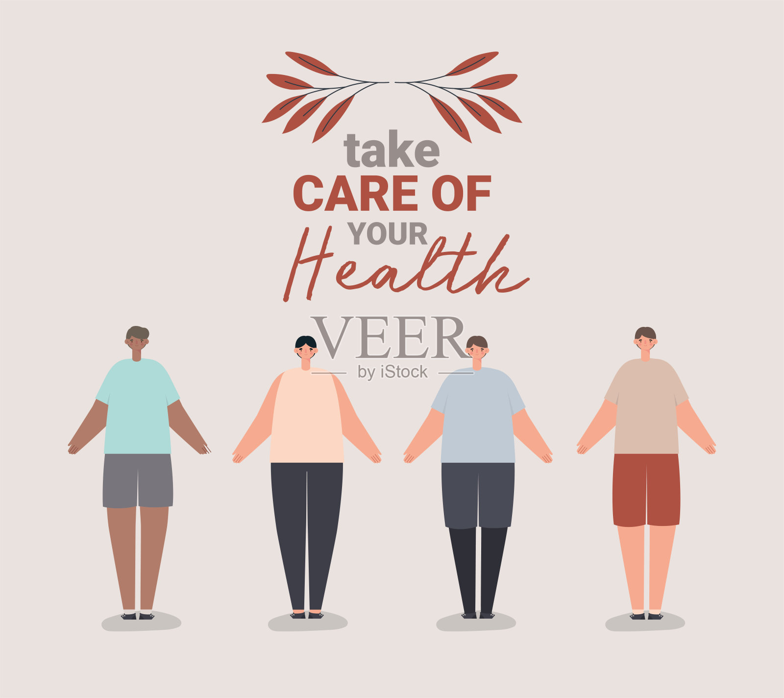 一群健身男插画图片素材