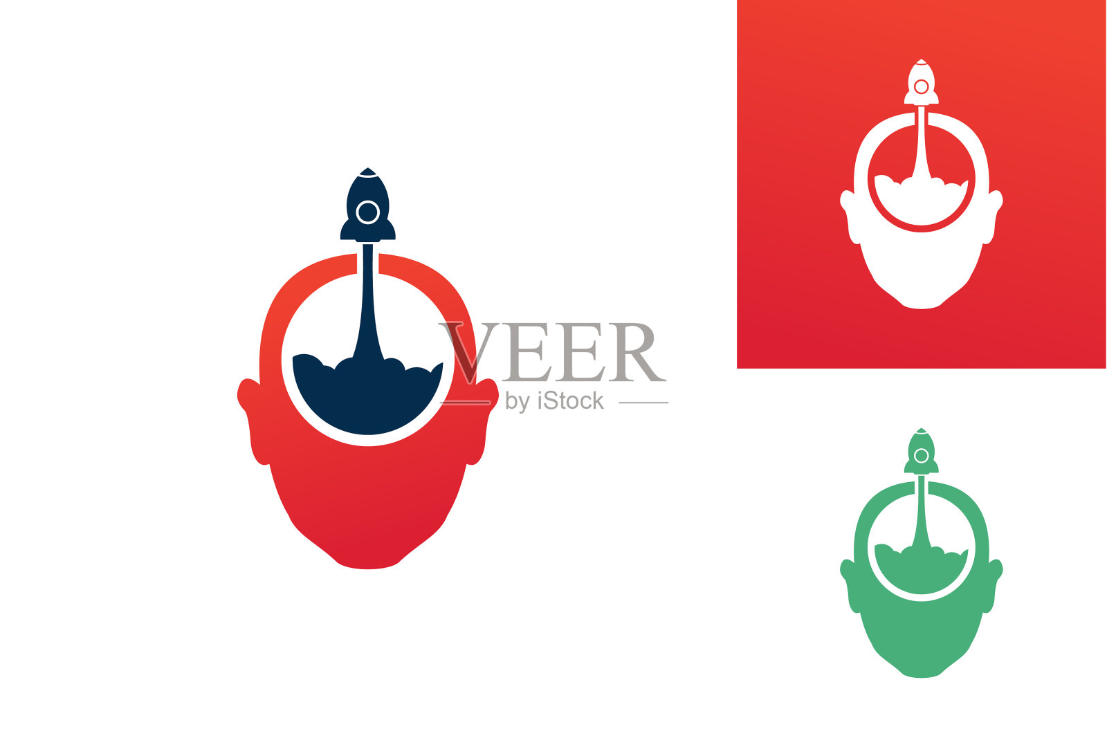 火箭思维标志模板设计矢量，徽章，设计概念，创意符号，图标插画图片素材