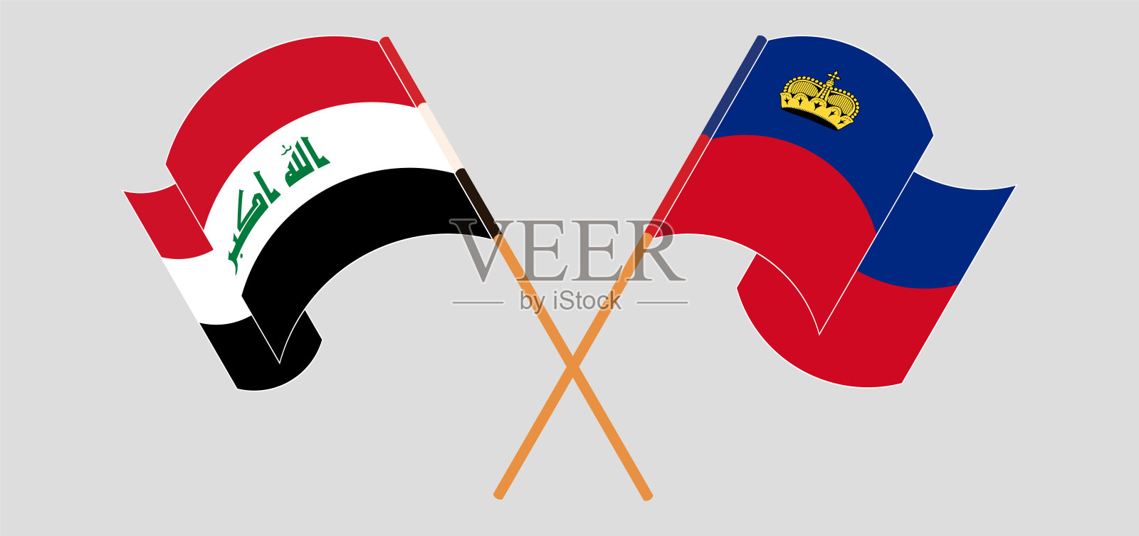 伊拉克和列支敦士登的旗帜插画图片素材