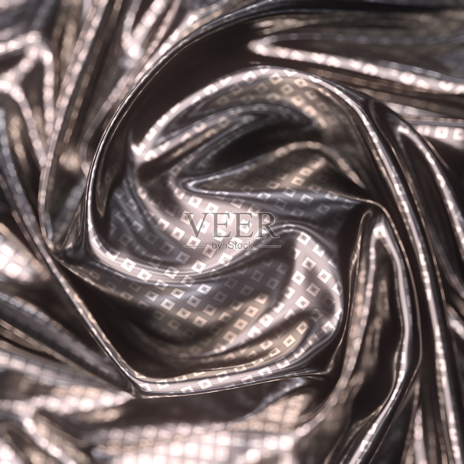 带有闪亮方格图案的豪华织物。现代数码插画。三维渲染抽象波浪背景插画图片素材