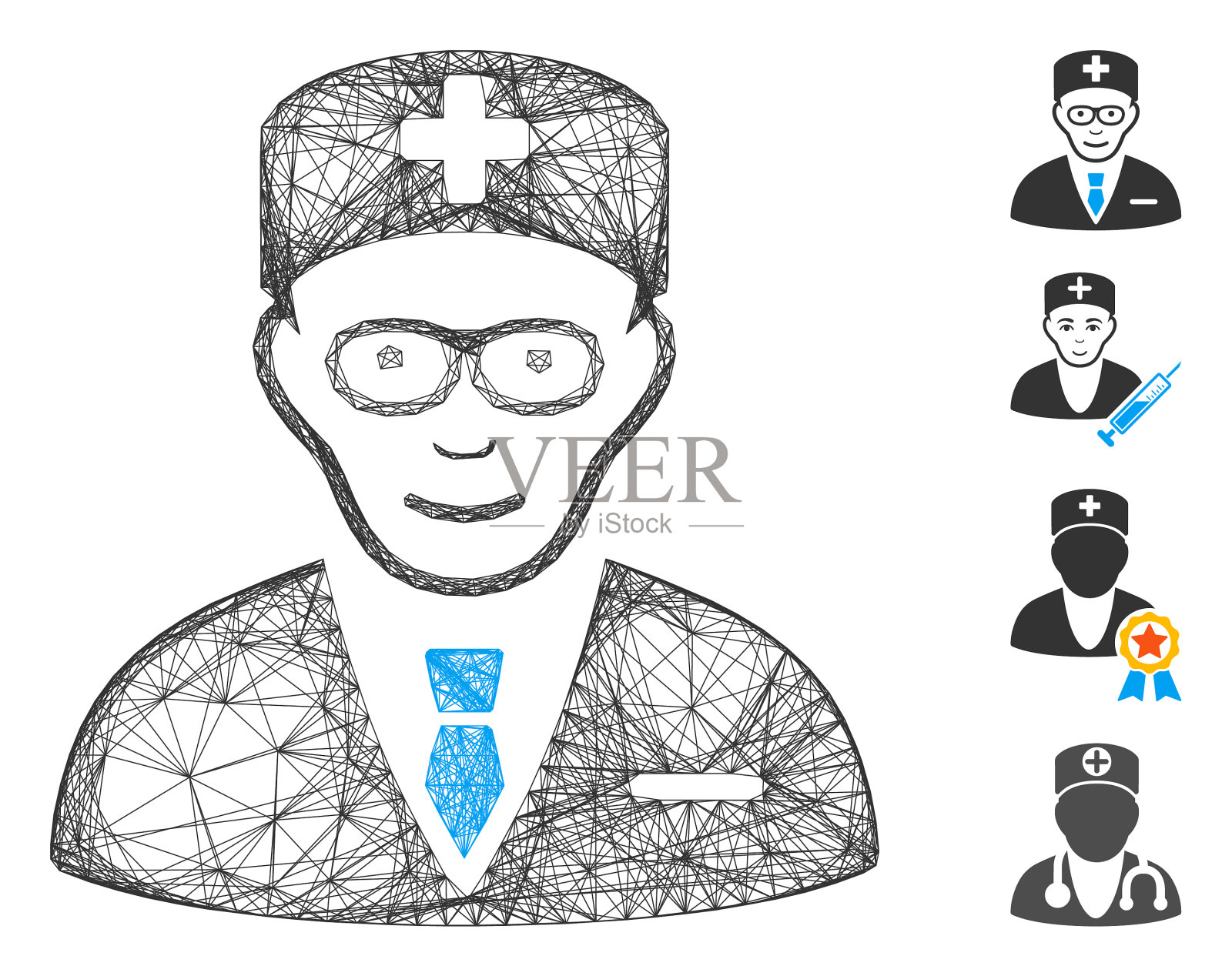 线性头医师网插画图片素材