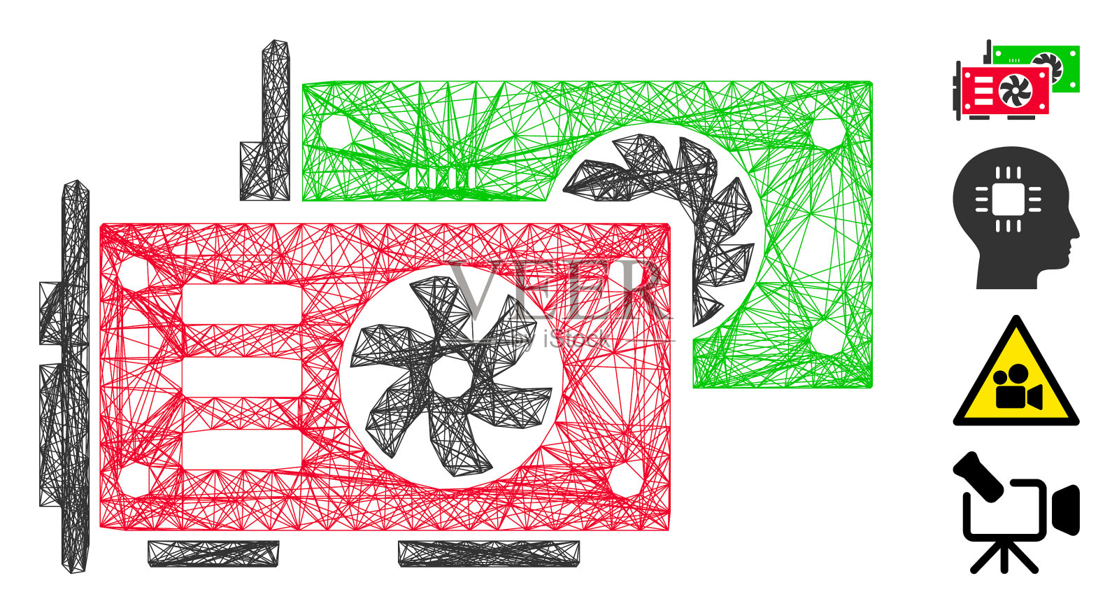 视频显卡网格网插画图片素材