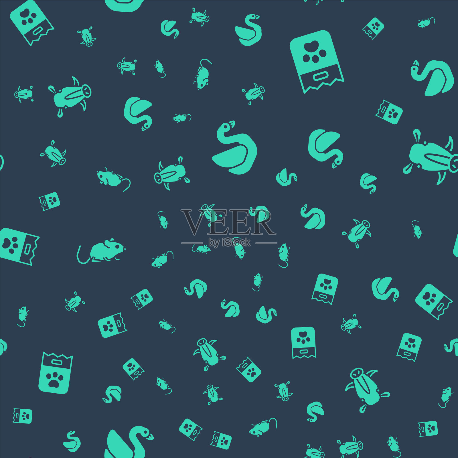 设天鹅鸟袋食鼠和野猪头图标素材