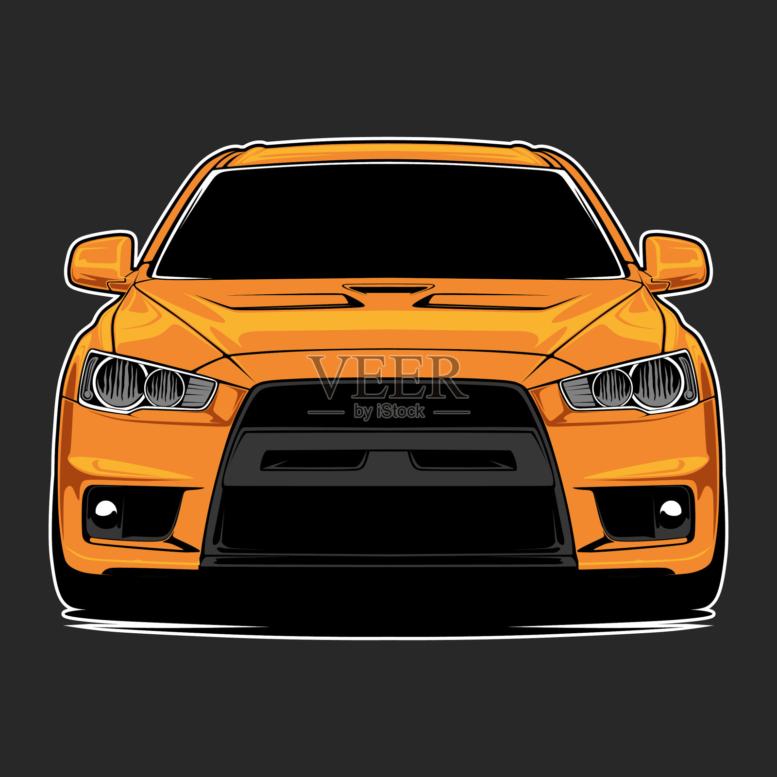 黄色汽车概念设计插画图片素材